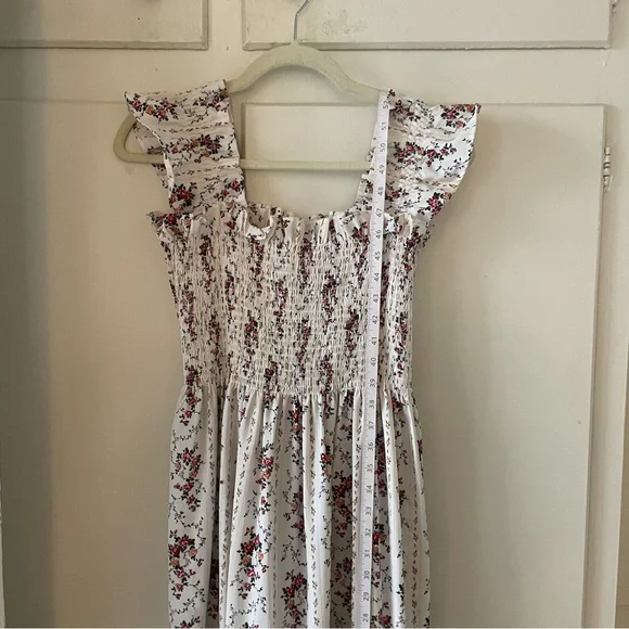 MELLODAY White Floral Ruffled Smocked Dress with Red and Green Accents - Picture 3 of 9